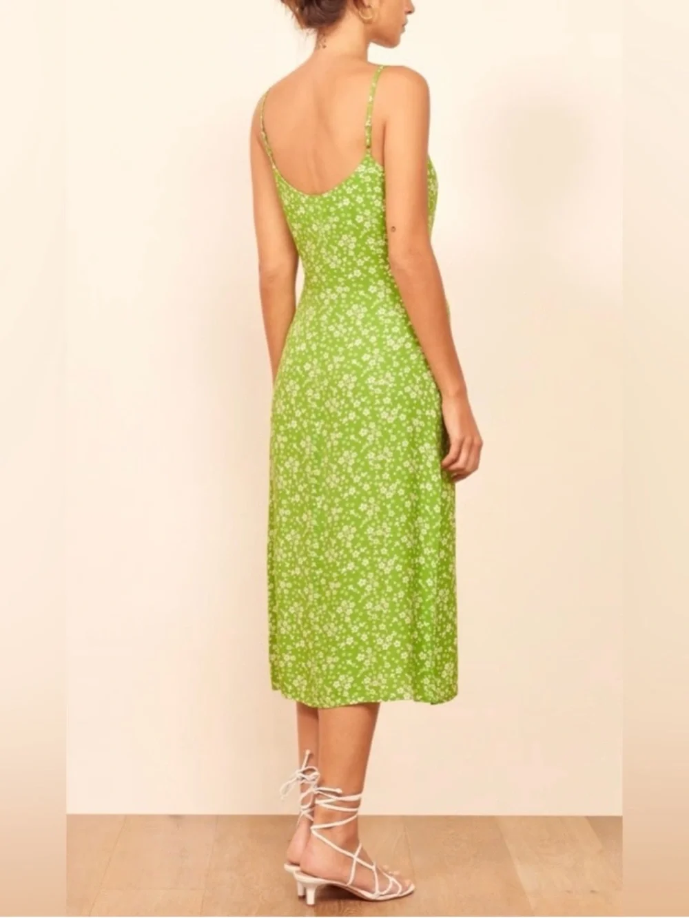 Reformation Crimini Midi Slip Dress Size 0 in Elle Light Green Sundress Casual